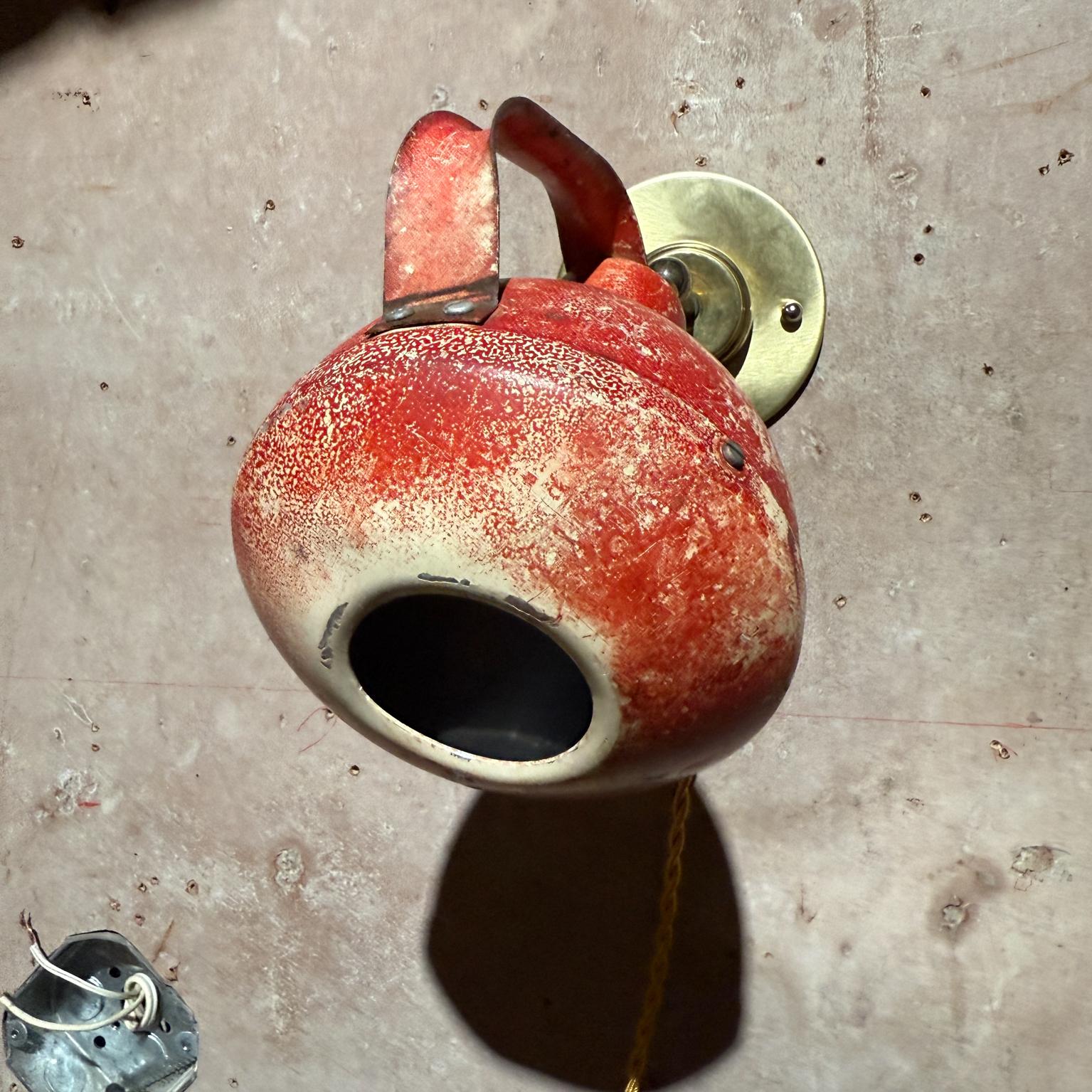Painted Vintage Industrial Red Wall Lamp Sconce USA For Sale