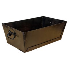 Vintage Industrial Riveted Steel Factory Bin with Handles, circa 1950