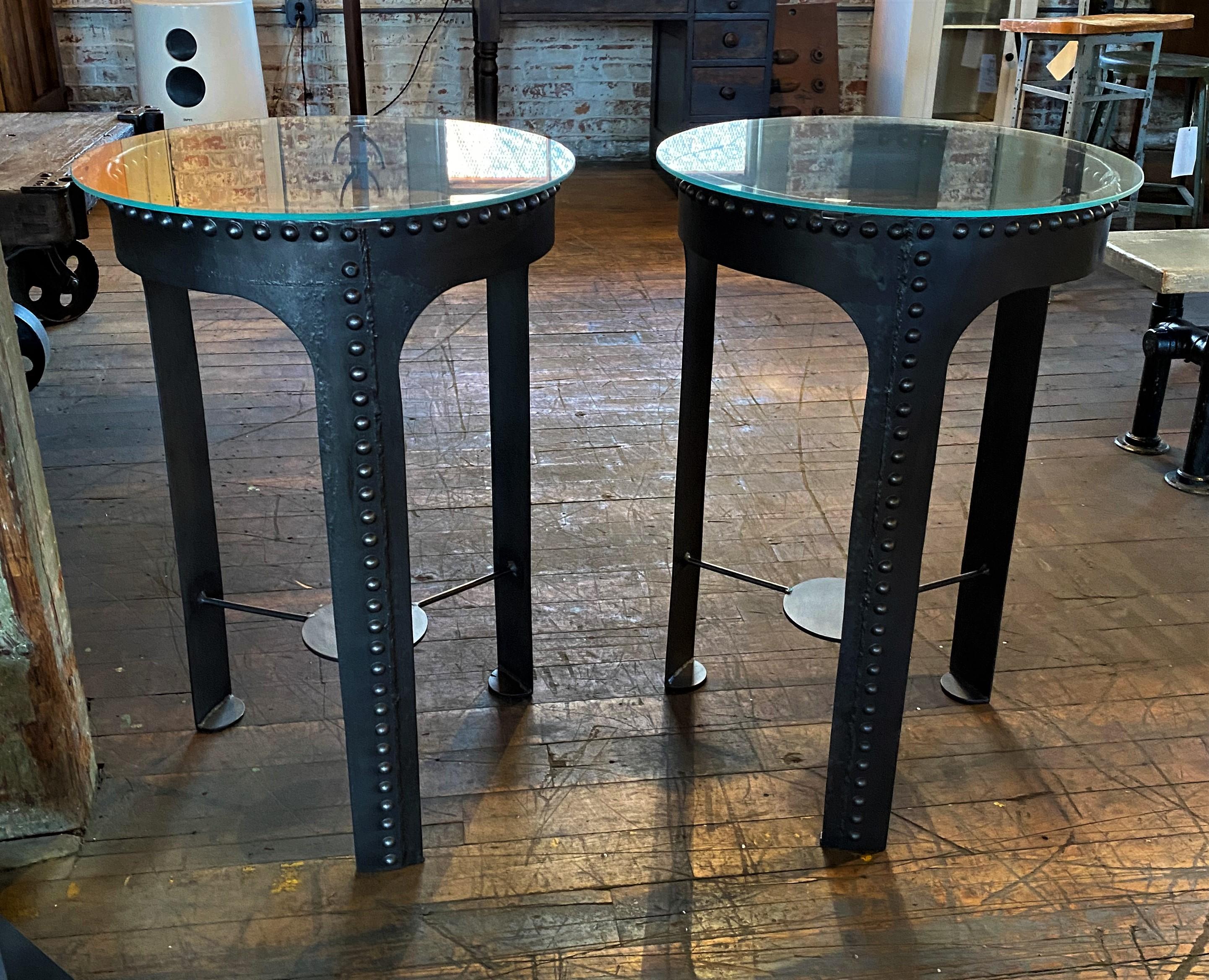 Vintage Industrial Riveted Tank Table #1 In Good Condition In Oakville, CT