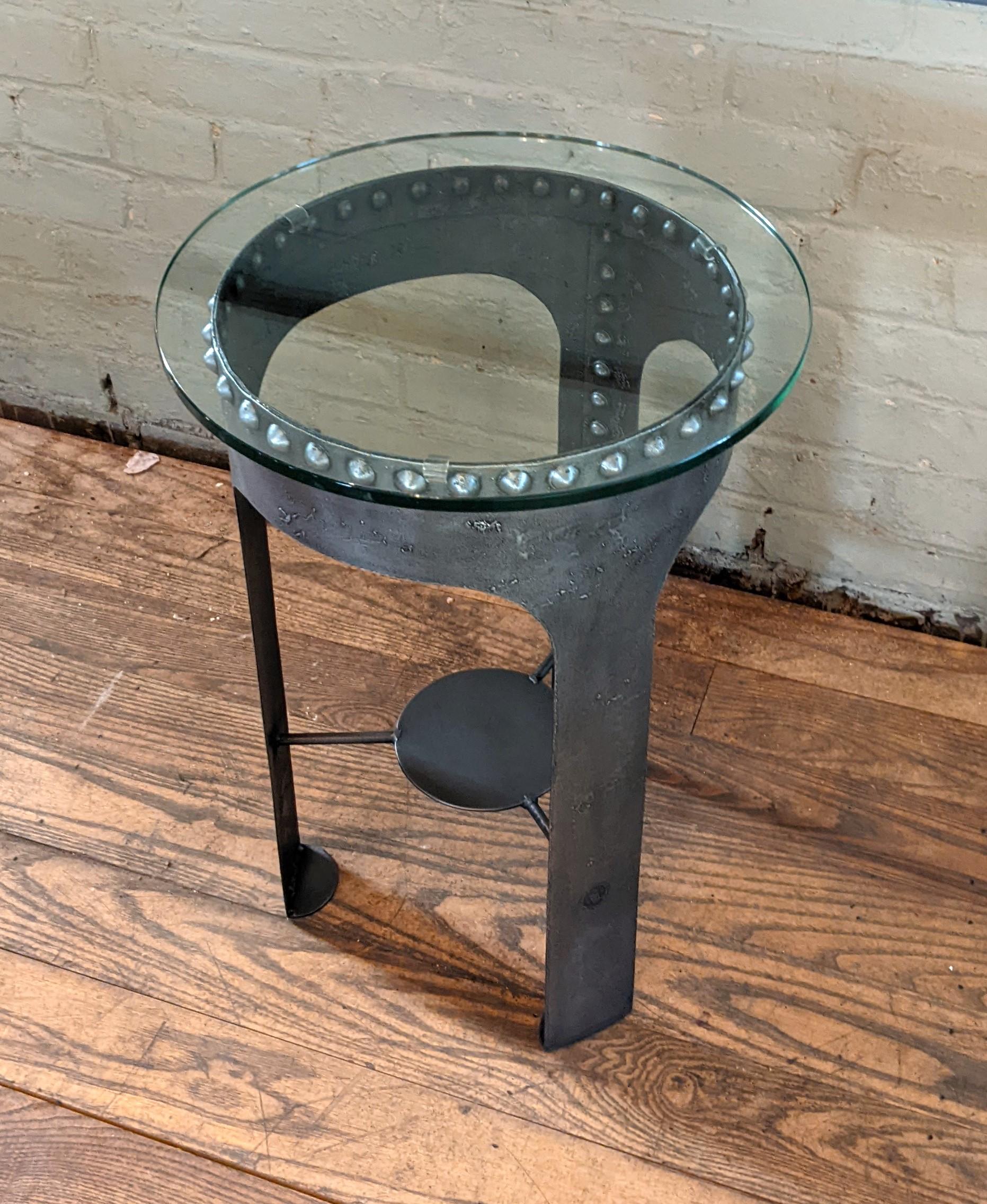 Vintage Industrial Riveted Tank Table In Good Condition For Sale In Oakville, CT