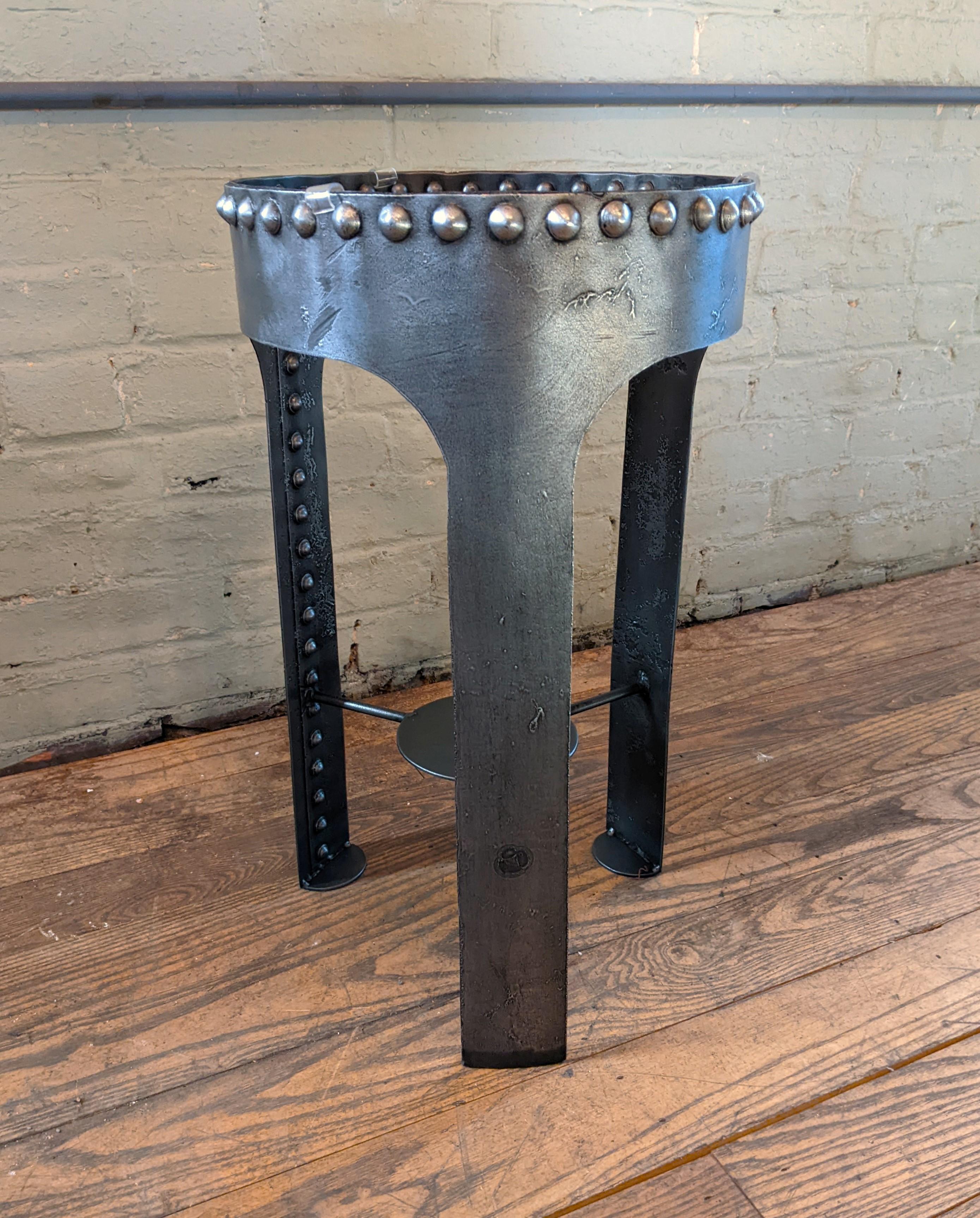 Vintage Industrial Riveted Tank Table For Sale 1