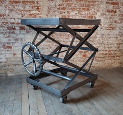 Vintage Industrial Rolling Scissor Lift