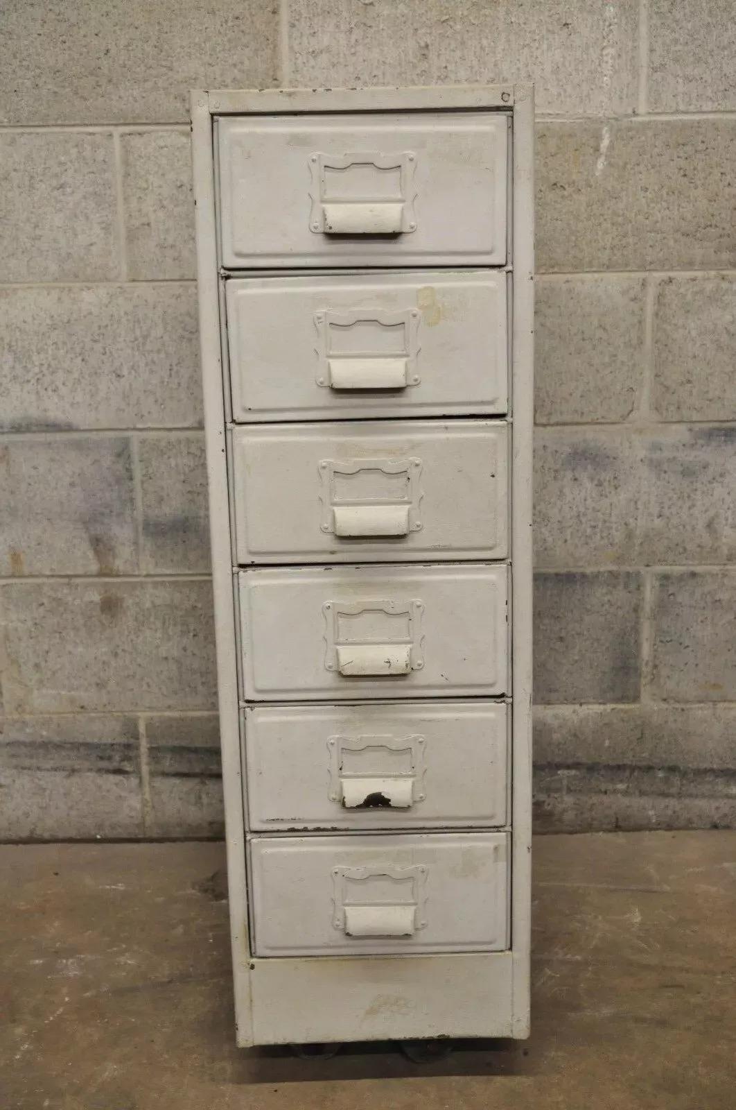 Vintage Industrial Rodante Metal Profundo Archivador Banker Carta Almacenamiento A en venta 4