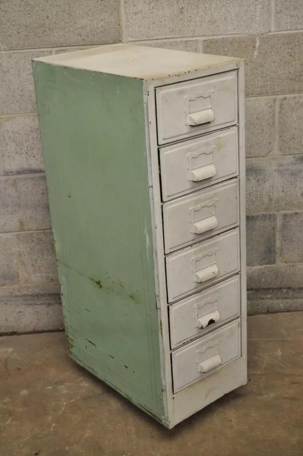 Vintage Industrial Rodante Metal Profundo Archivador Banker Carta Almacenamiento A en venta 5