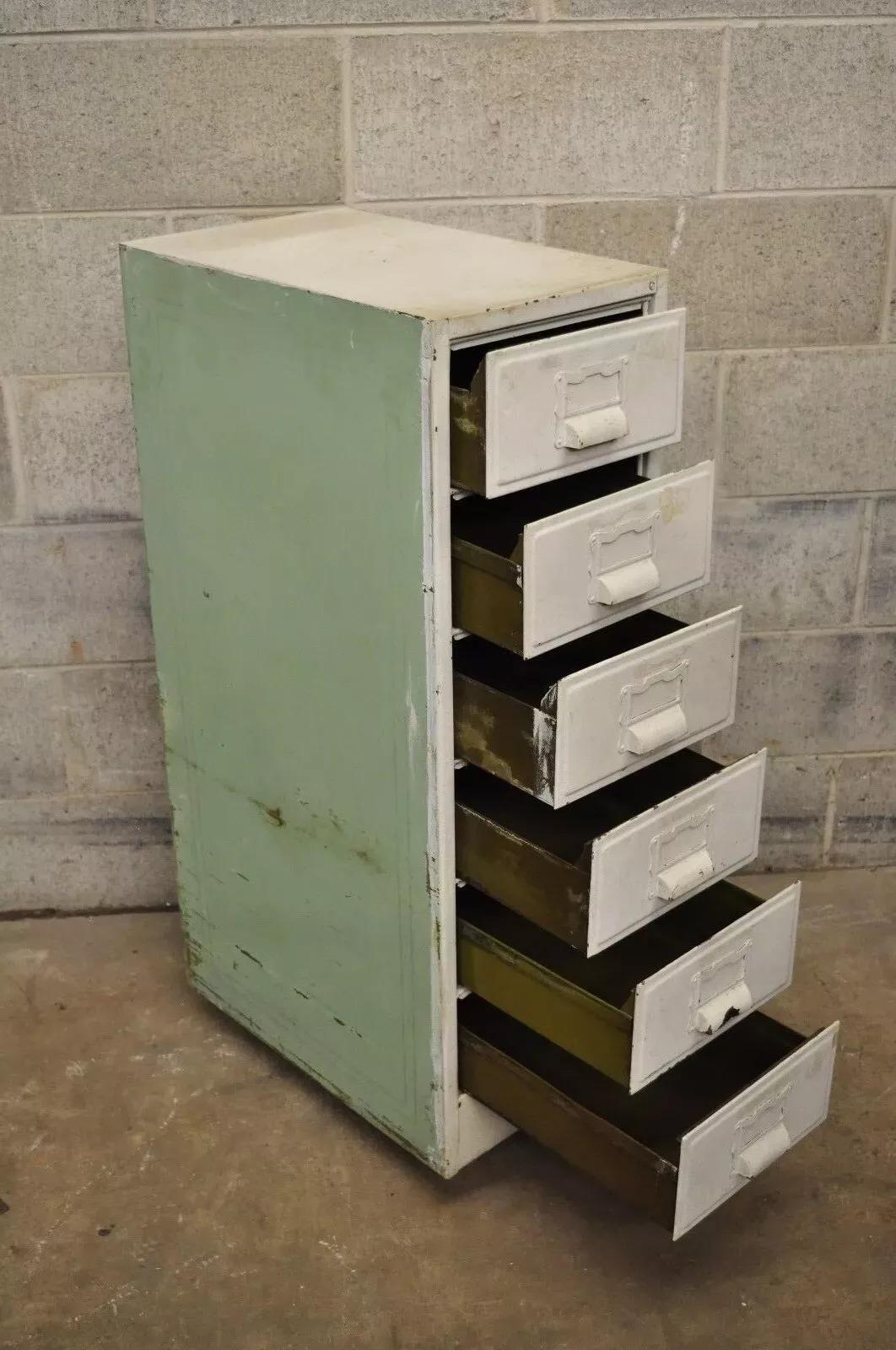 Vintage Industrial Rodante Metal Profundo Archivador Banker Carta Almacenamiento A Desconocido en venta
