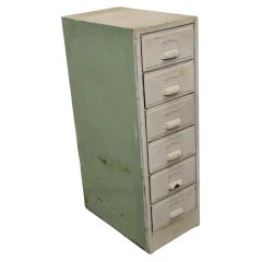 Vintage Industrial Rolling Steel Metal Deep File Cabinet Banker Letter Storage A