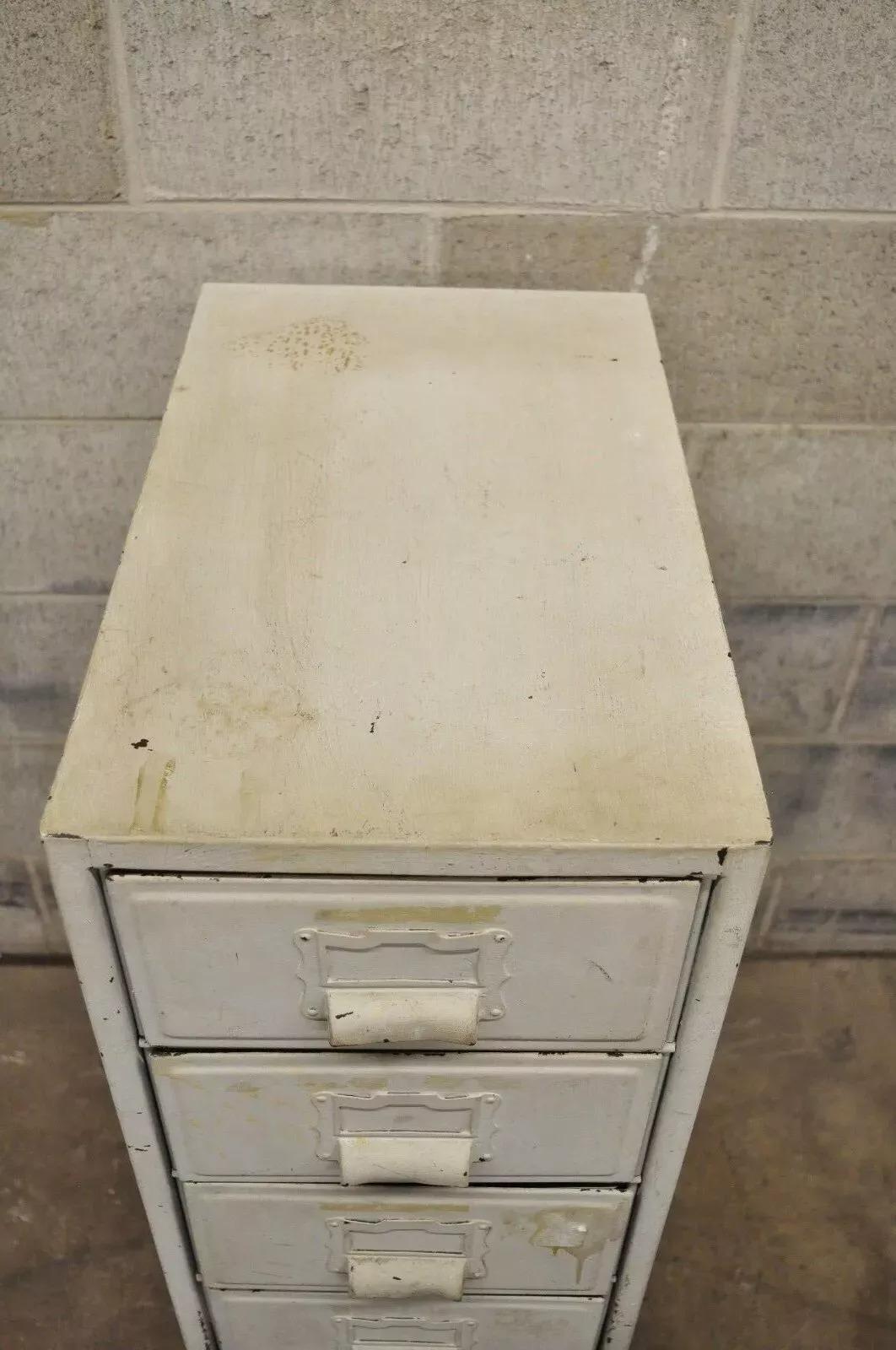 Vintage Industrial Rolling Steel Metal Deep File Cabinet Banker Letter Storage B In Good Condition In Philadelphia, PA