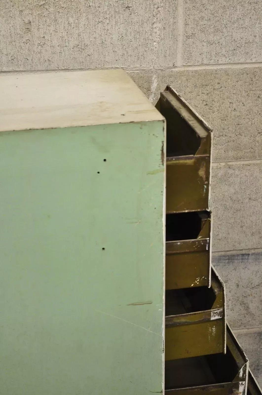 Vintage Industrial Rolling Steel Metal Deep File Cabinet Banker Letter Storage B 2