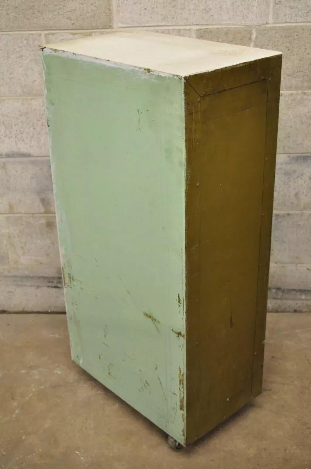 Vintage Industrial Rolling Steel Metal Deep File Cabinet Banker Letter Storage B 3