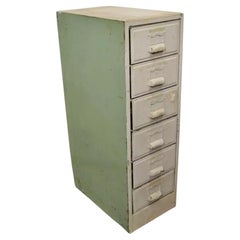 Vintage Industrial Rolling Steel Metal Deep File Cabinet Banker Letter Storage B