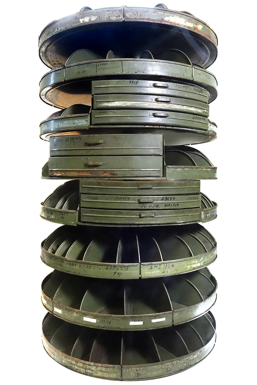 vintage rotating hardware bins