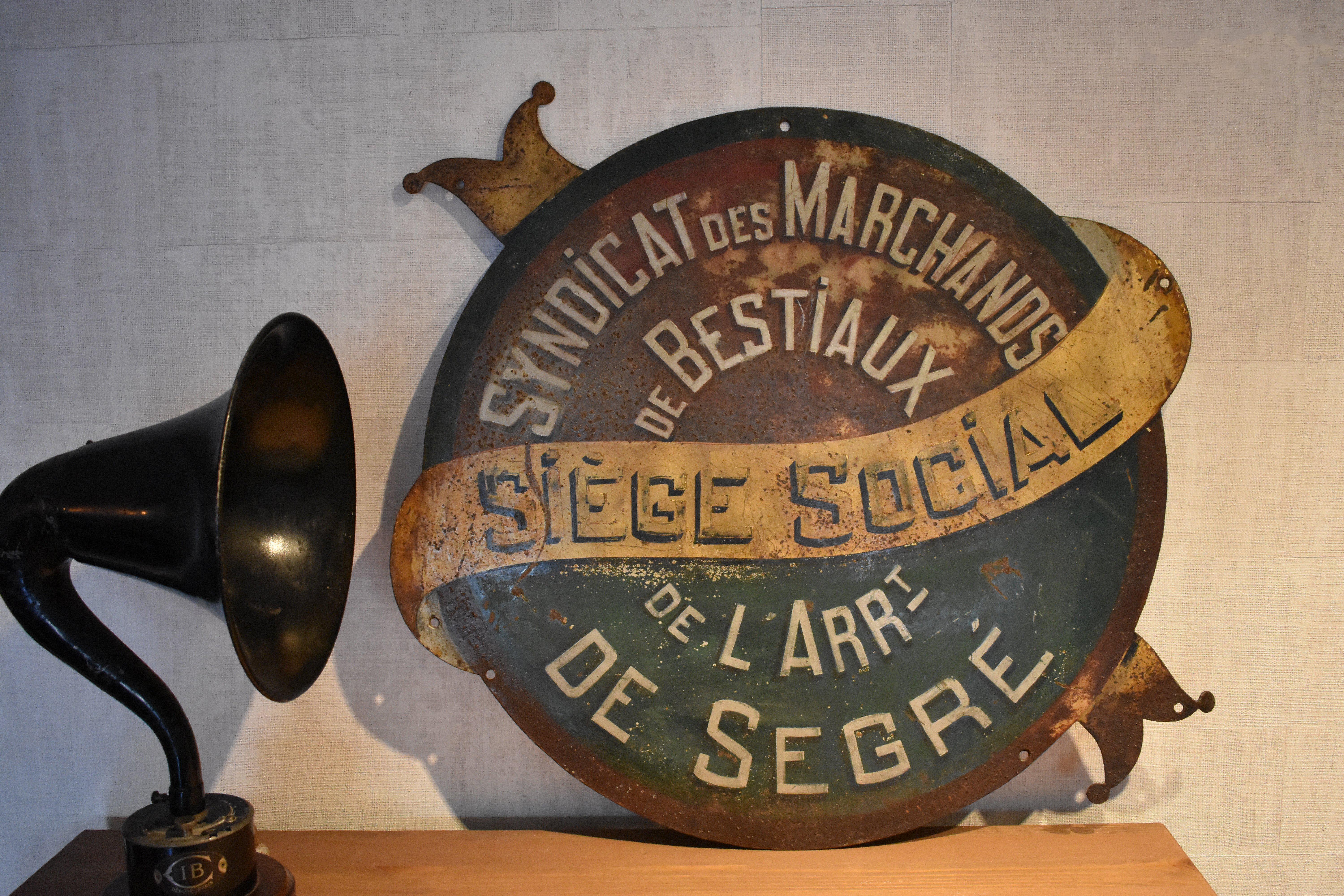 20th Century Vintage Industrial Round Iron Advertising Sign for Mancave Loft or Store For Sale