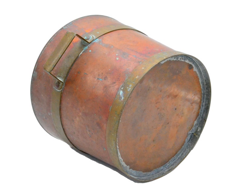 Vintage Industrial Rustic Copper and Brass Ice Bucket For Sale at 1stDibs