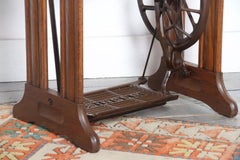 Vintage Industrial Rustic Machinists Wood & Metal Side Table or Lamp Stand