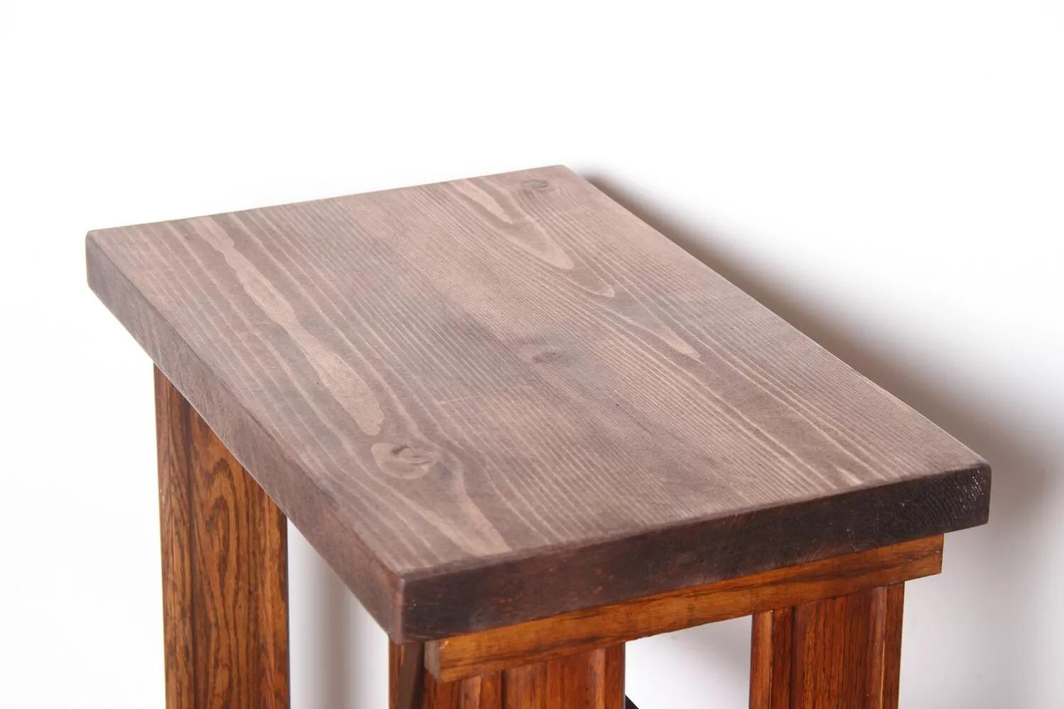 Table d'appoint ou Stand de lampe vintage industriel rustique pour machinistes en bois et métal en vente 3