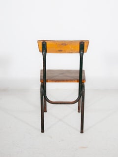 Vintage Industrial School Chairs by Tubax, Solid Wood & Tubular Frame, 1950s