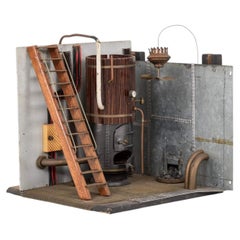 Maqueta vintage de estilo industrial de un horno de taller de fábrica, construida desde cero, hacia 1940