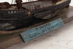 Vintage Industrial Scratch Built Thames Barge Sailing Boat Model Diorama, C.1930