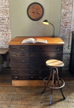Vintage Industrial Slant Top Cabinet with Task Lamp