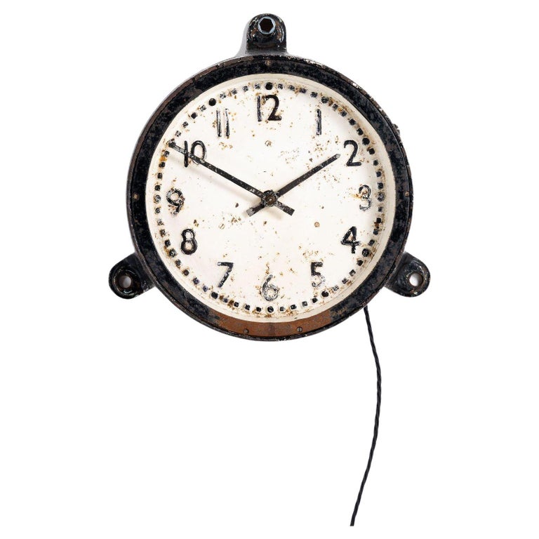 Vintage Industrial Small Cast Iron Wall Clock by Smiths For Sale at 1stDibs