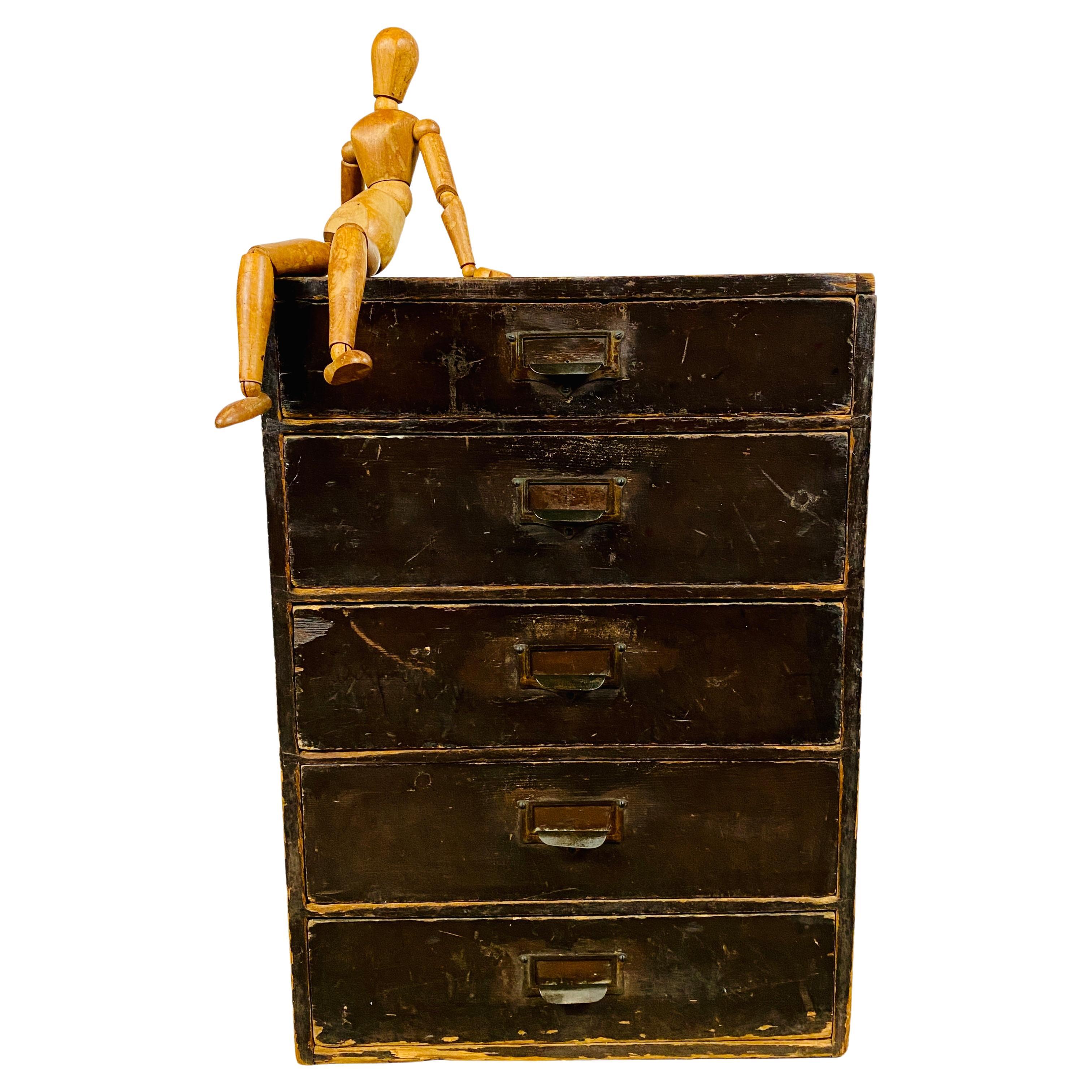 Vintage Industrial Small Pine Drawers, 1920s For Sale