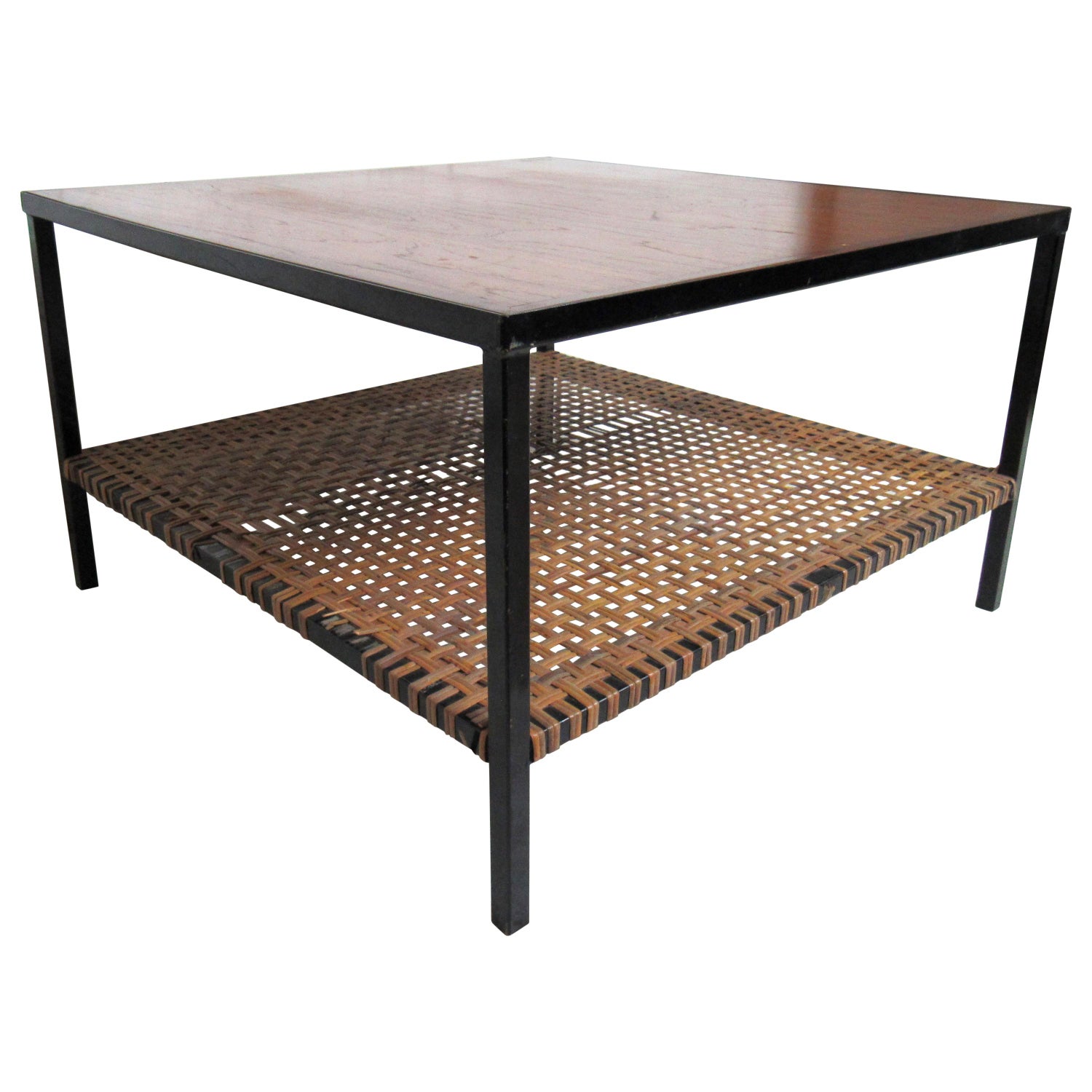 Clarke Industrial Coffee Square Table Walnut Black For Sale at 1stDibs