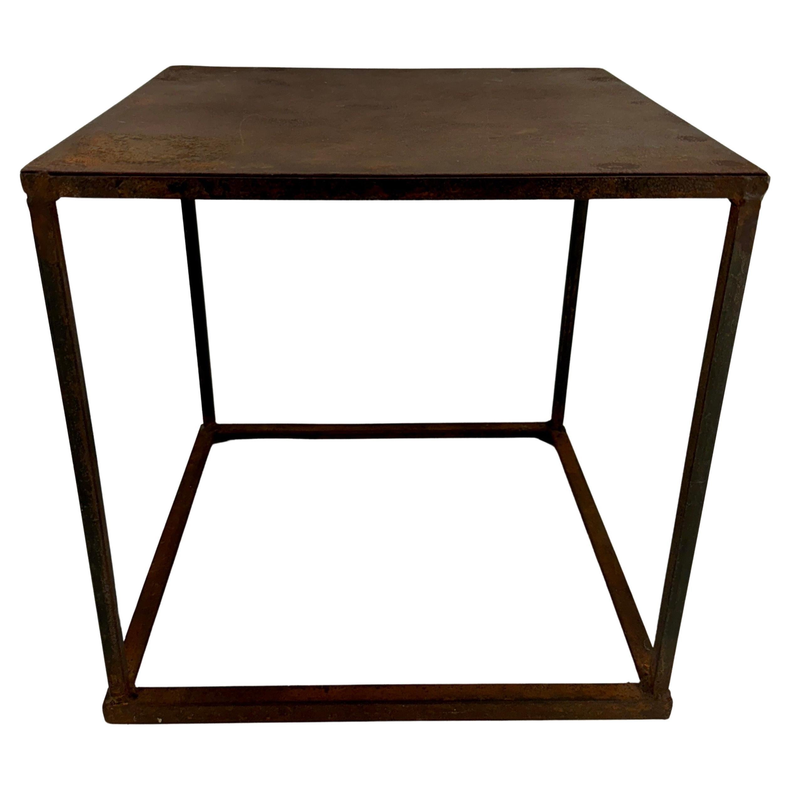 1960's Industrial Square Cube Iron Side Table

Very versatile iron side table for indoor or outdoor use. This vintage piece would add character next to a sofa or certainly a stand alone piece in any formal or informal setting. 