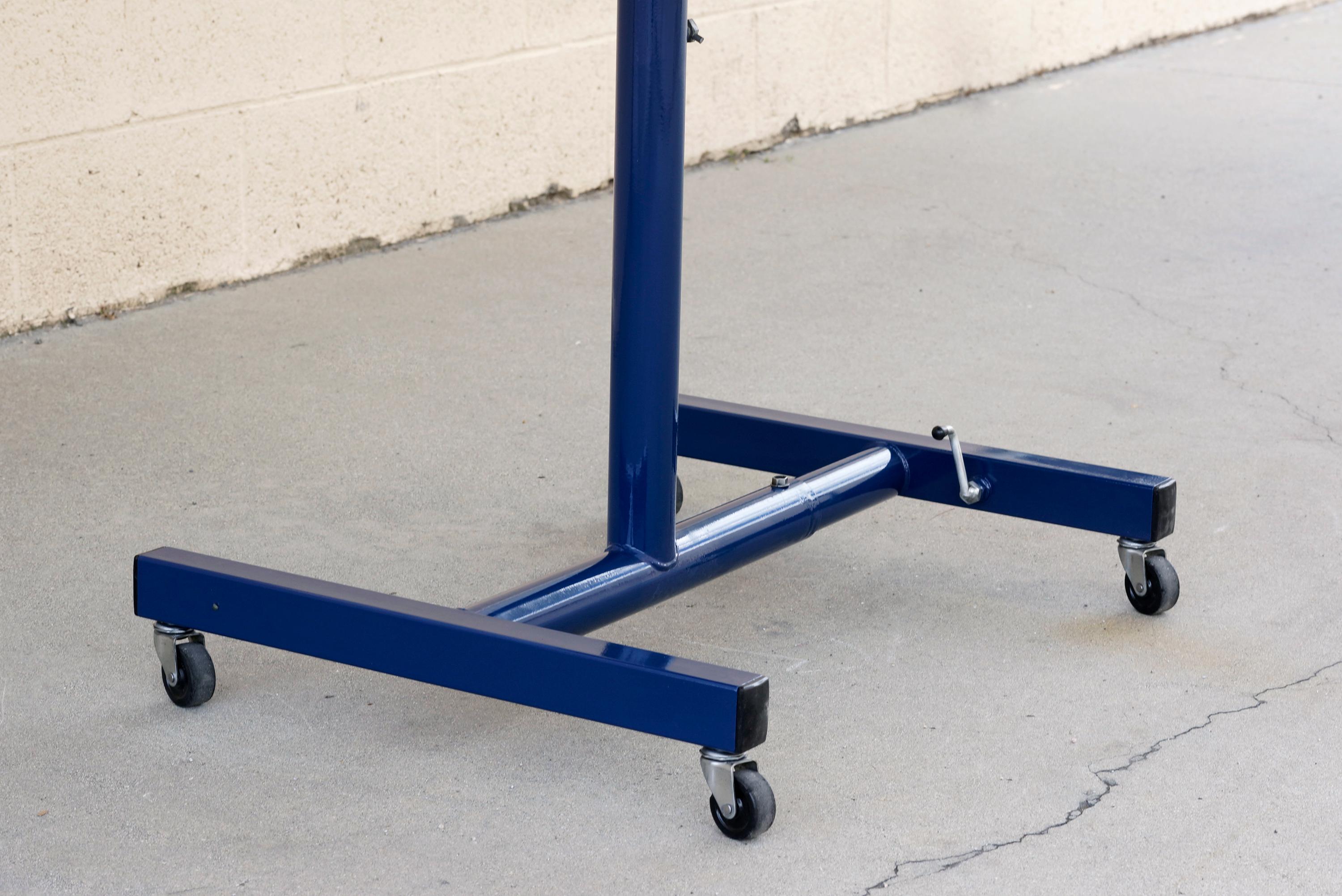 American Vintage Industrial Standing Desk, Refinished in Midnight Blue