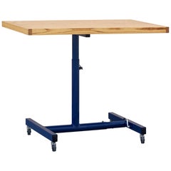 Vintage Industrial Standing Desk, Refinished in Midnight Blue