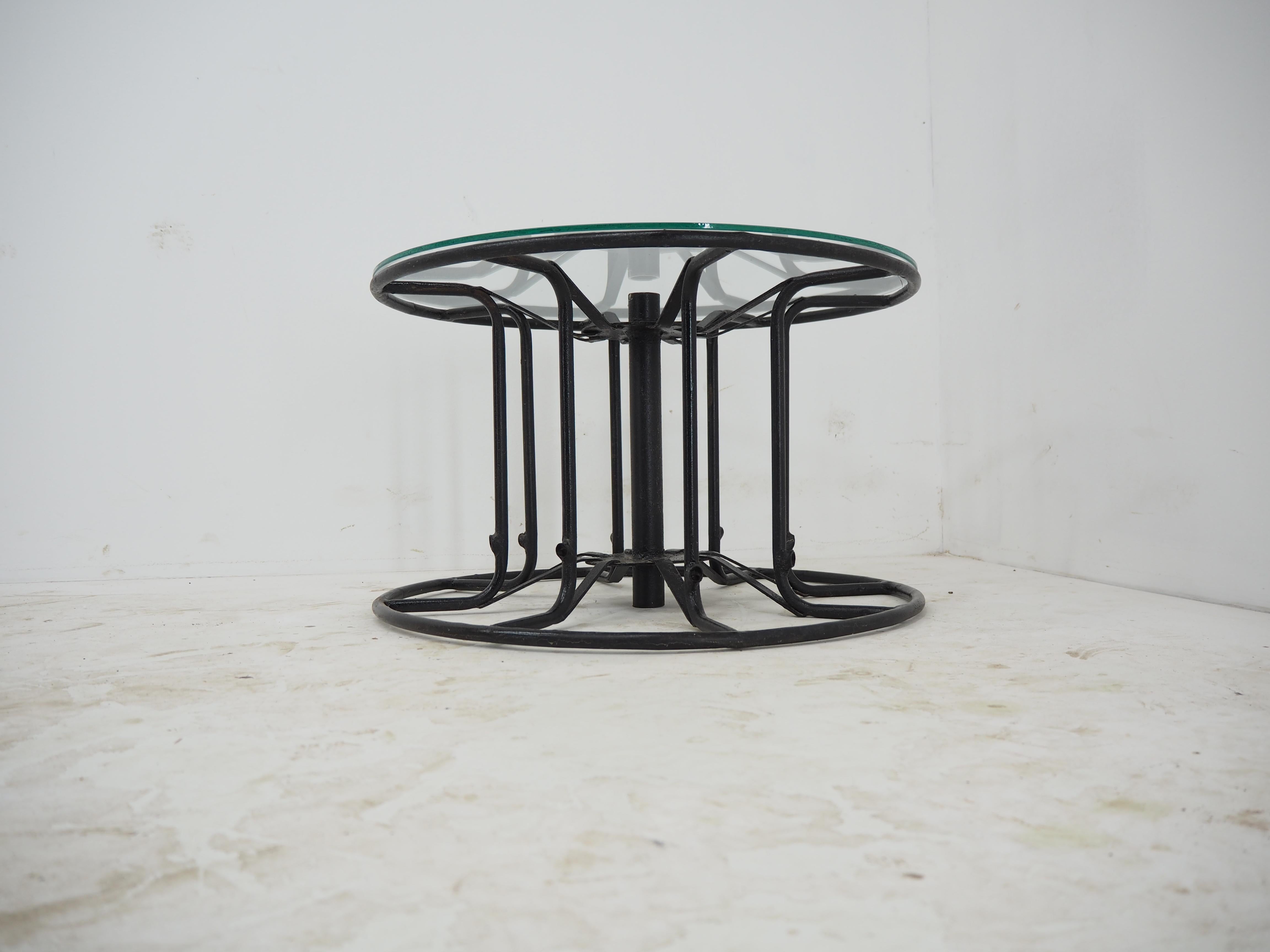 Vintage Industrial Steel and Glass Coffe Table, 1980s 5