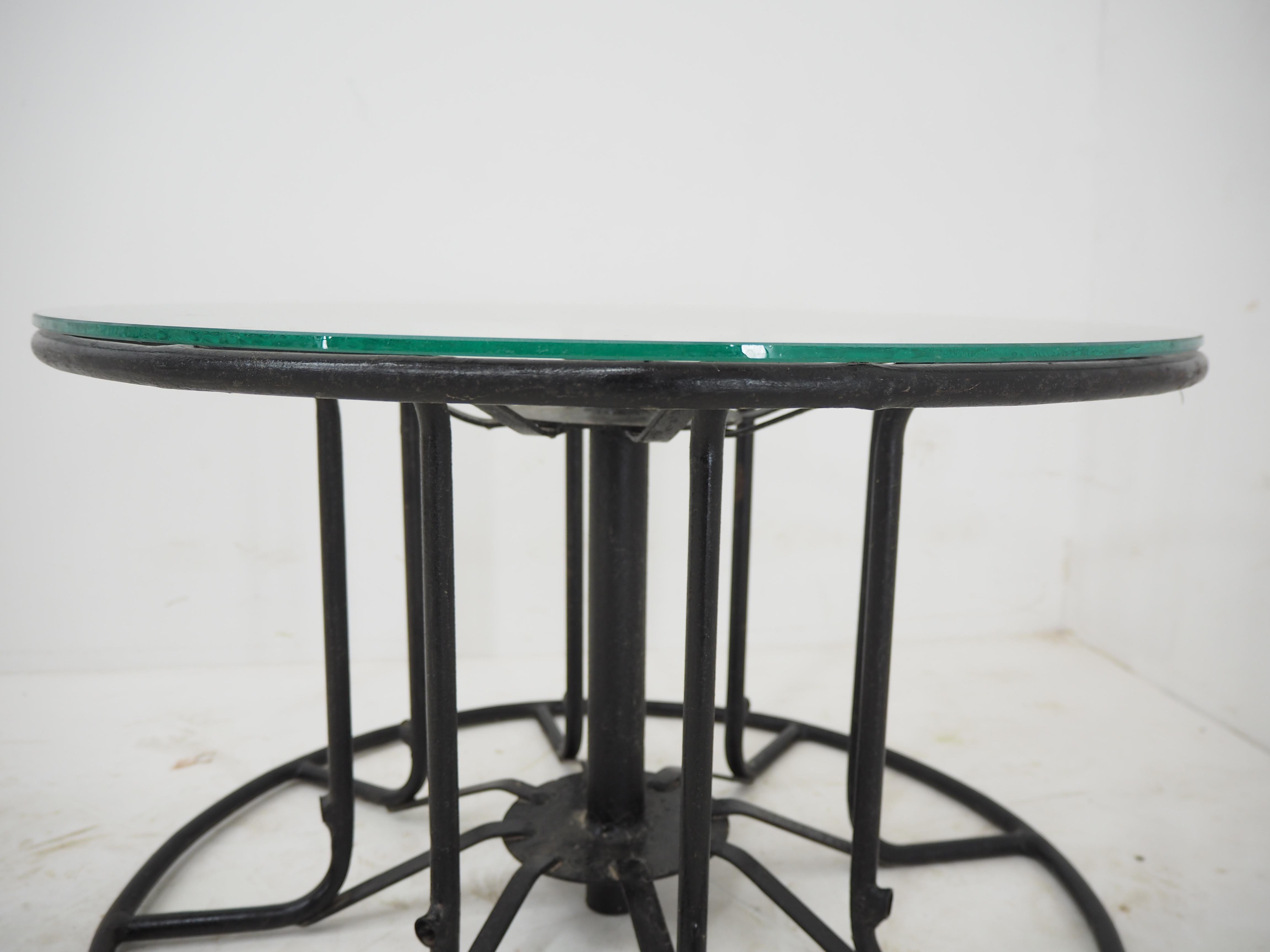 Vintage Industrial Steel and Glass Coffe Table, 1980s In Good Condition In Praha, CZ