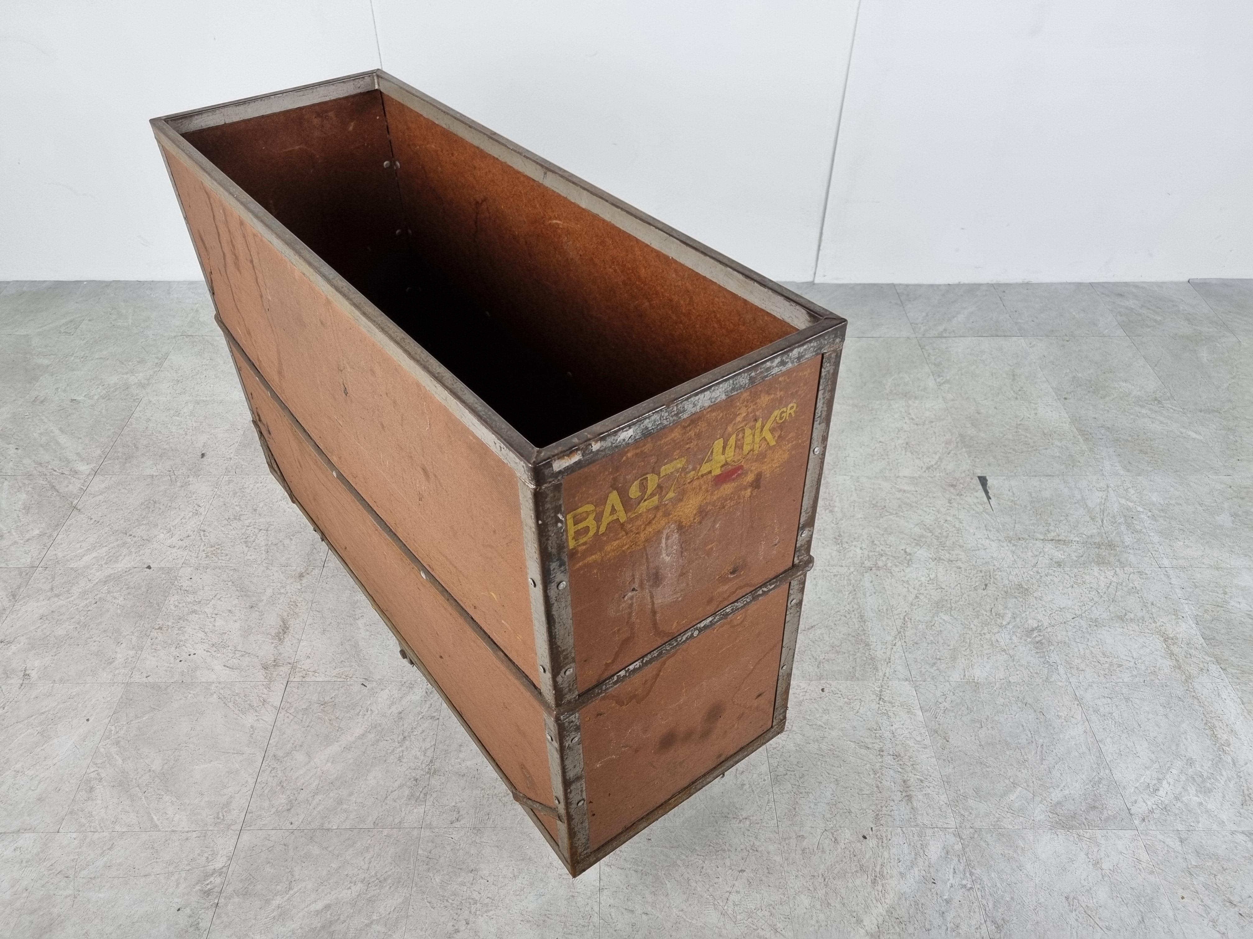 Vintage Industrial Steel and Wooden Trolley, 1950s For Sale 2