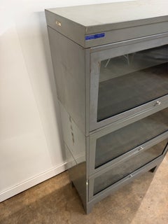 Vintage Industrial Steel Barrister Bookcase, U.S. Government Provenance