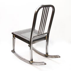 Vintage Industrial Steel & Brass Petite Ladies Rocking Chair Nursery Rocker