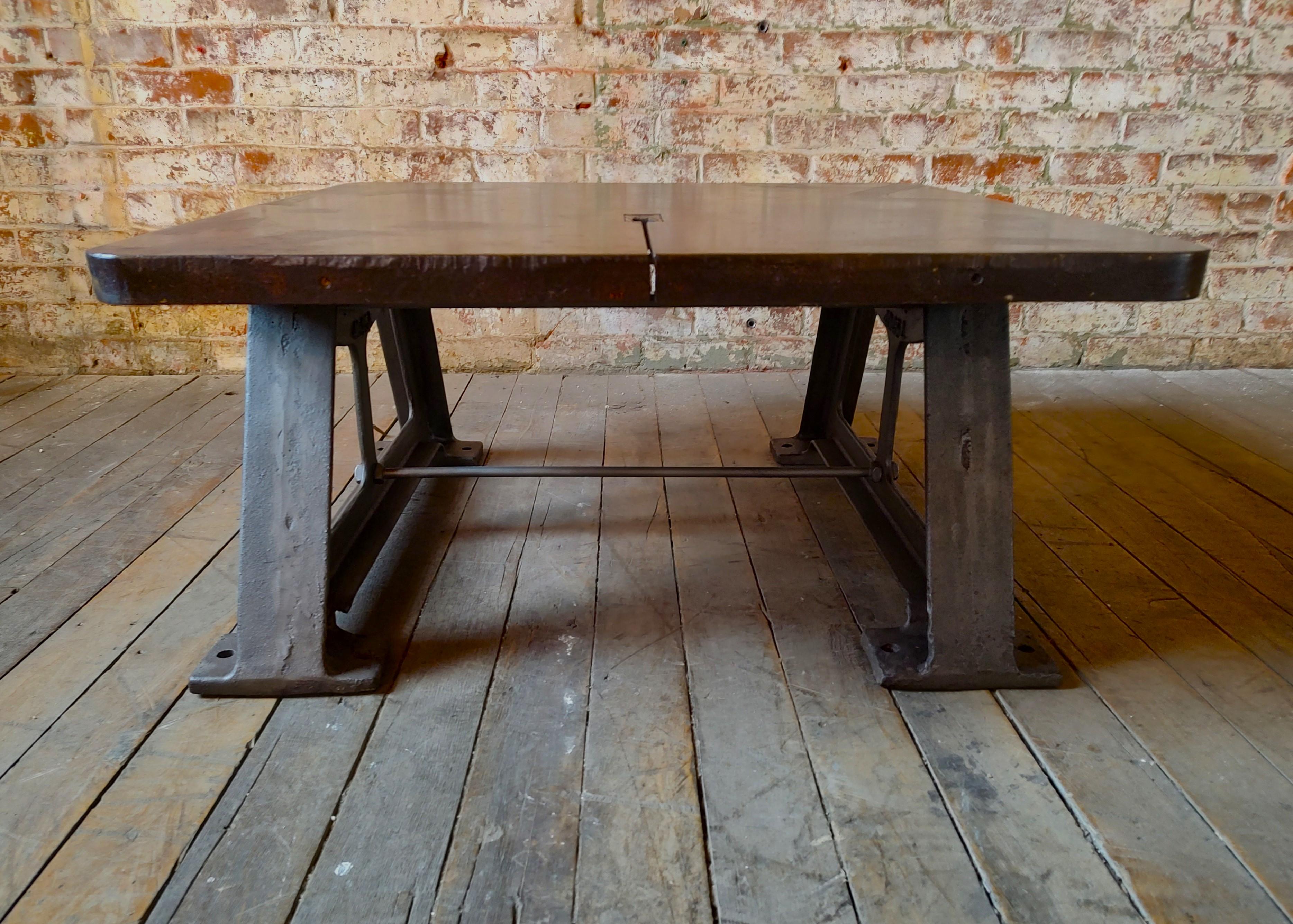 American Vintage Industrial Steel Coffee Table For Sale
