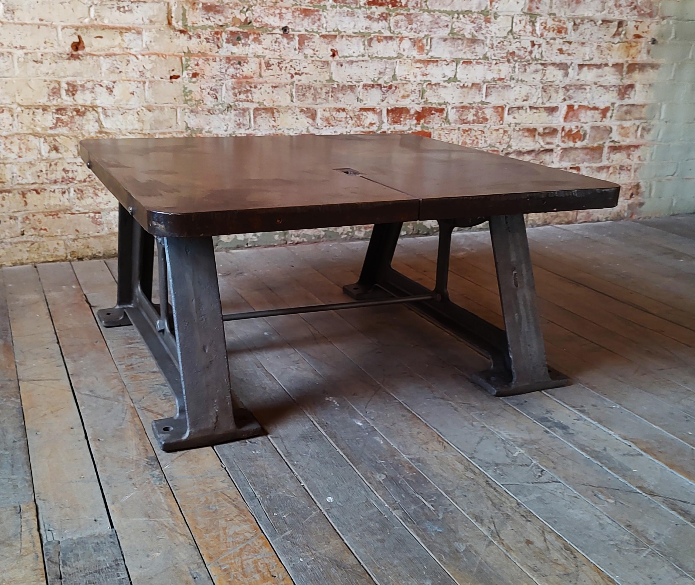 Cast Vintage Industrial Steel Coffee Table For Sale