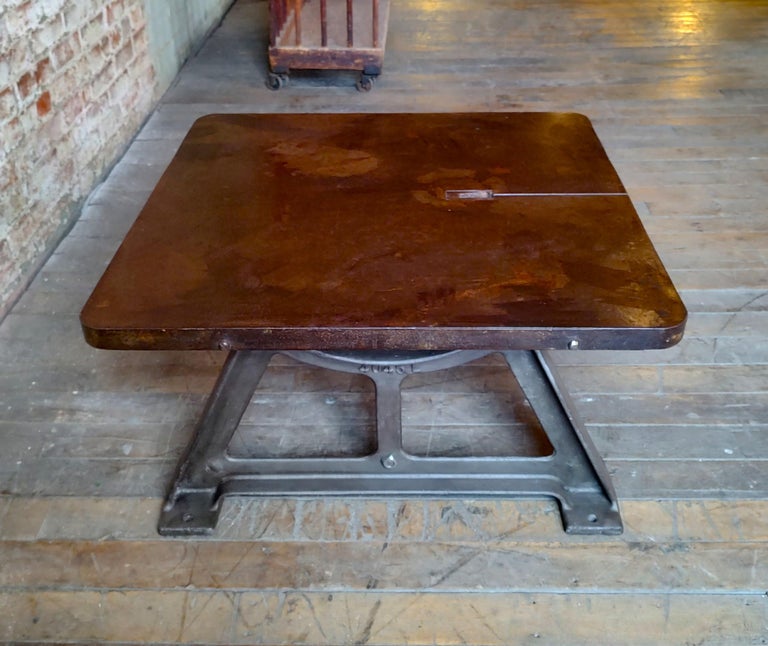 Vintage Industrial Steel Coffee Table For Sale at 1stDibs