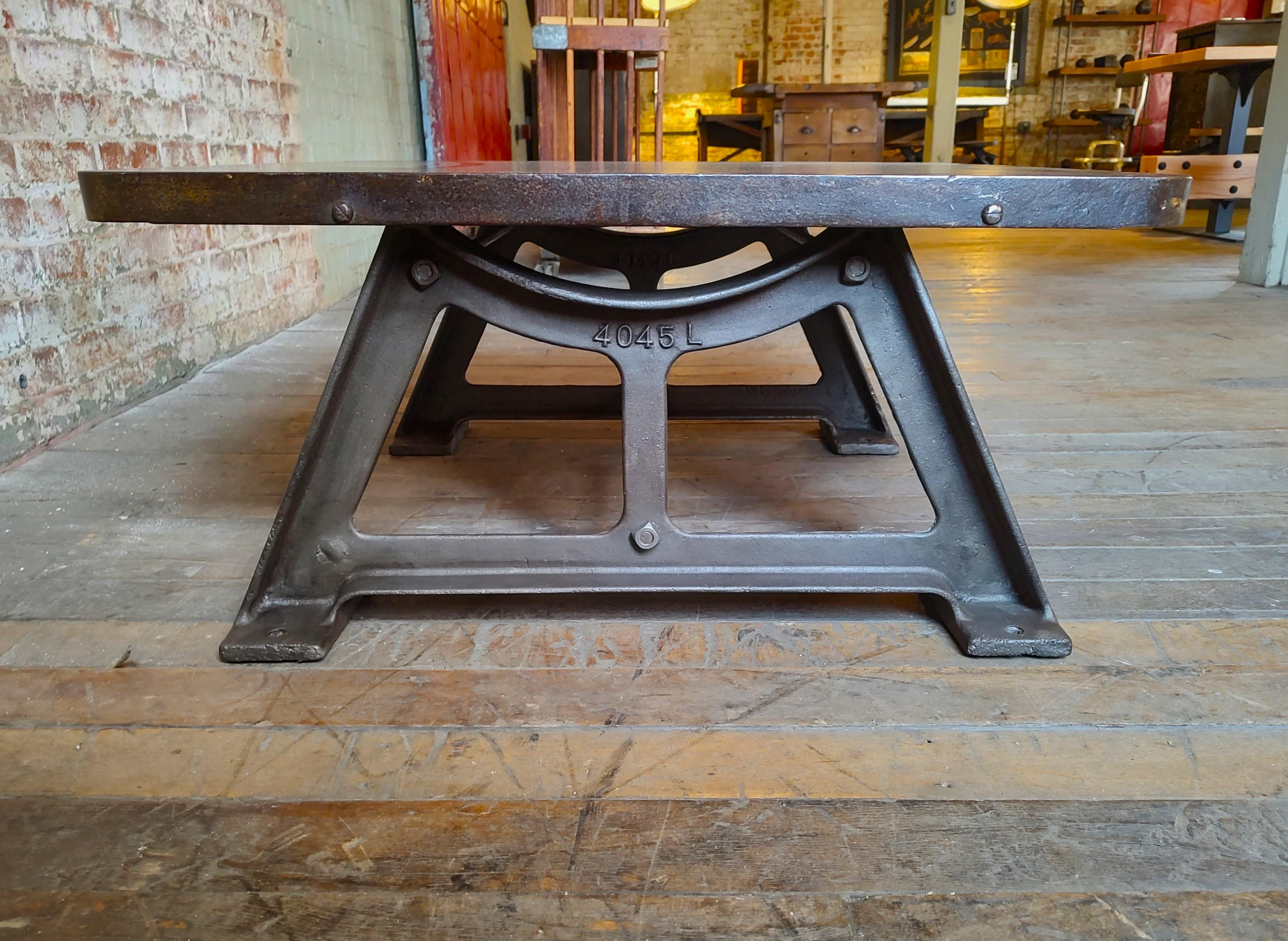20th Century Vintage Industrial Steel Coffee Table For Sale