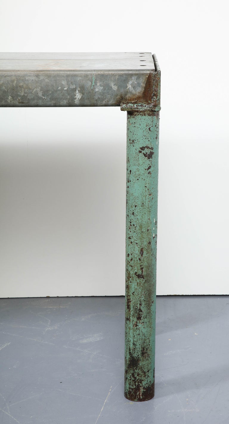 Vintage Industrial Steel Console Table For Sale at 1stDibs