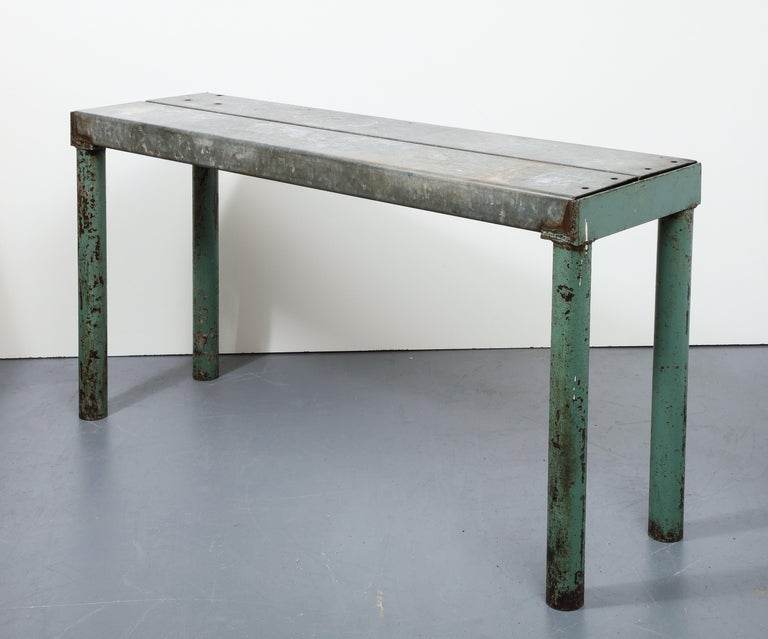 Vintage Industrial Steel Console Table For Sale at 1stDibs