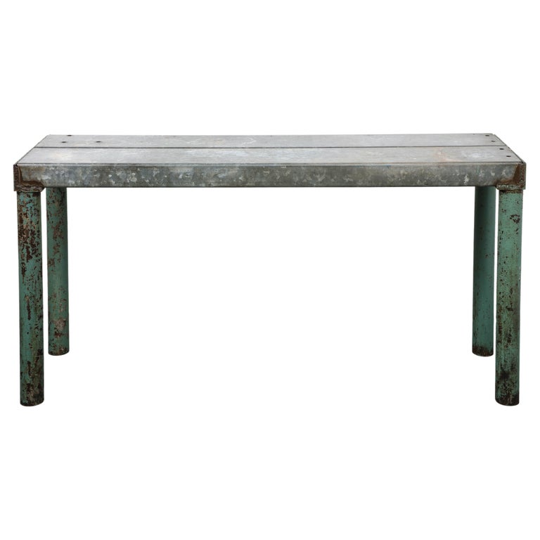 Vintage Industrial Steel Console Table For Sale at 1stDibs