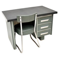 Retro Industrial Steel Desk and Chair