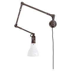 Used Industrial Steel Dugdills Machinist's Wall Desk Lamp Light, C.1930