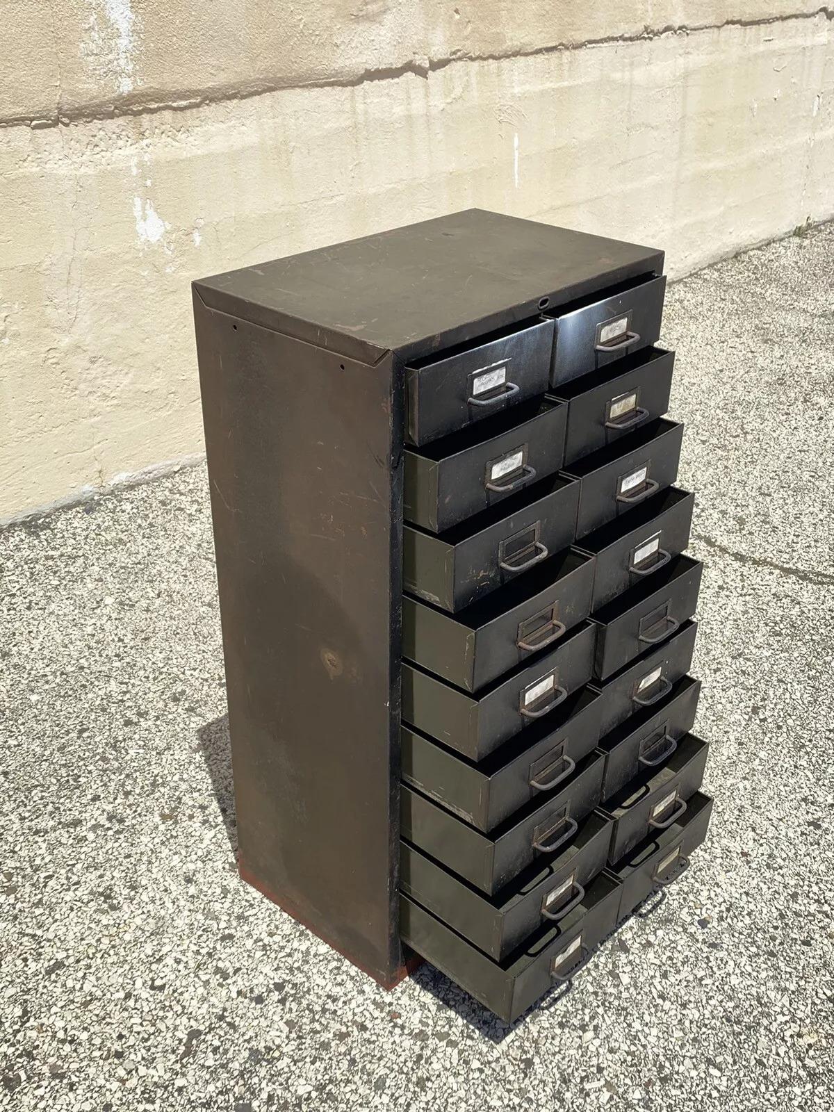 Unknown Vintage Industrial Steel Metal 18 Drawer Machinist Chest Garage Parts Cabinet