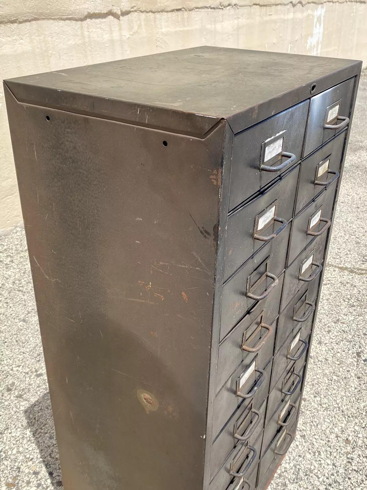 Vintage Industrial Steel Metal 18 Drawer Machinist Chest Garage Parts Cabinet 3