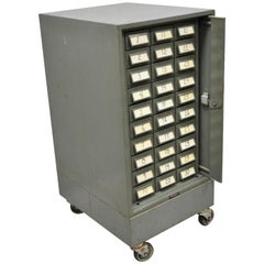 Vintage Industrial Steel Metal 30-Drawer Catalogue File Cabinet by Addressograph