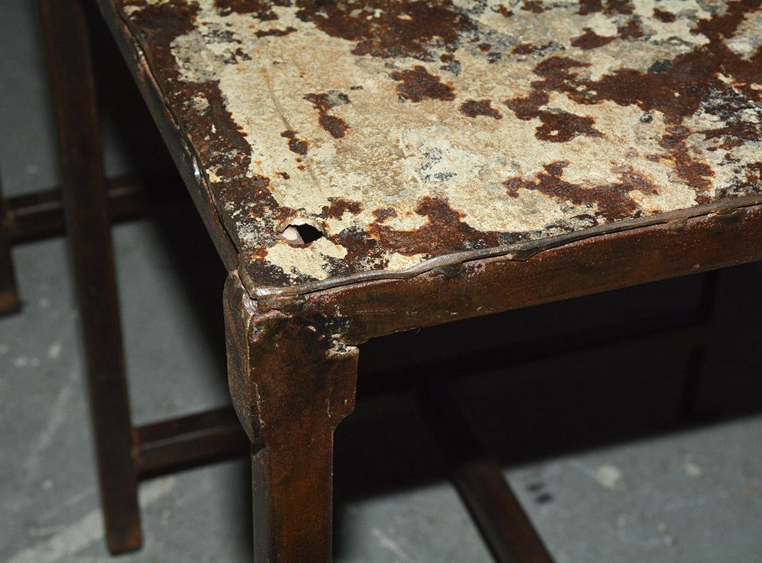 TWO Vintage Industrial Steel Metal Dining Chairs In Good Condition In Sheffield, MA