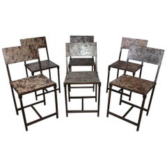 Vintage Industrial Steel Metal Dining Chairs