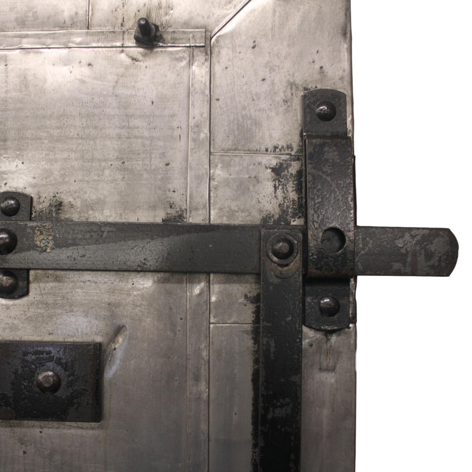 Plated Vintage Industrial Steel Plate Fire Door from 1915 Print Factory