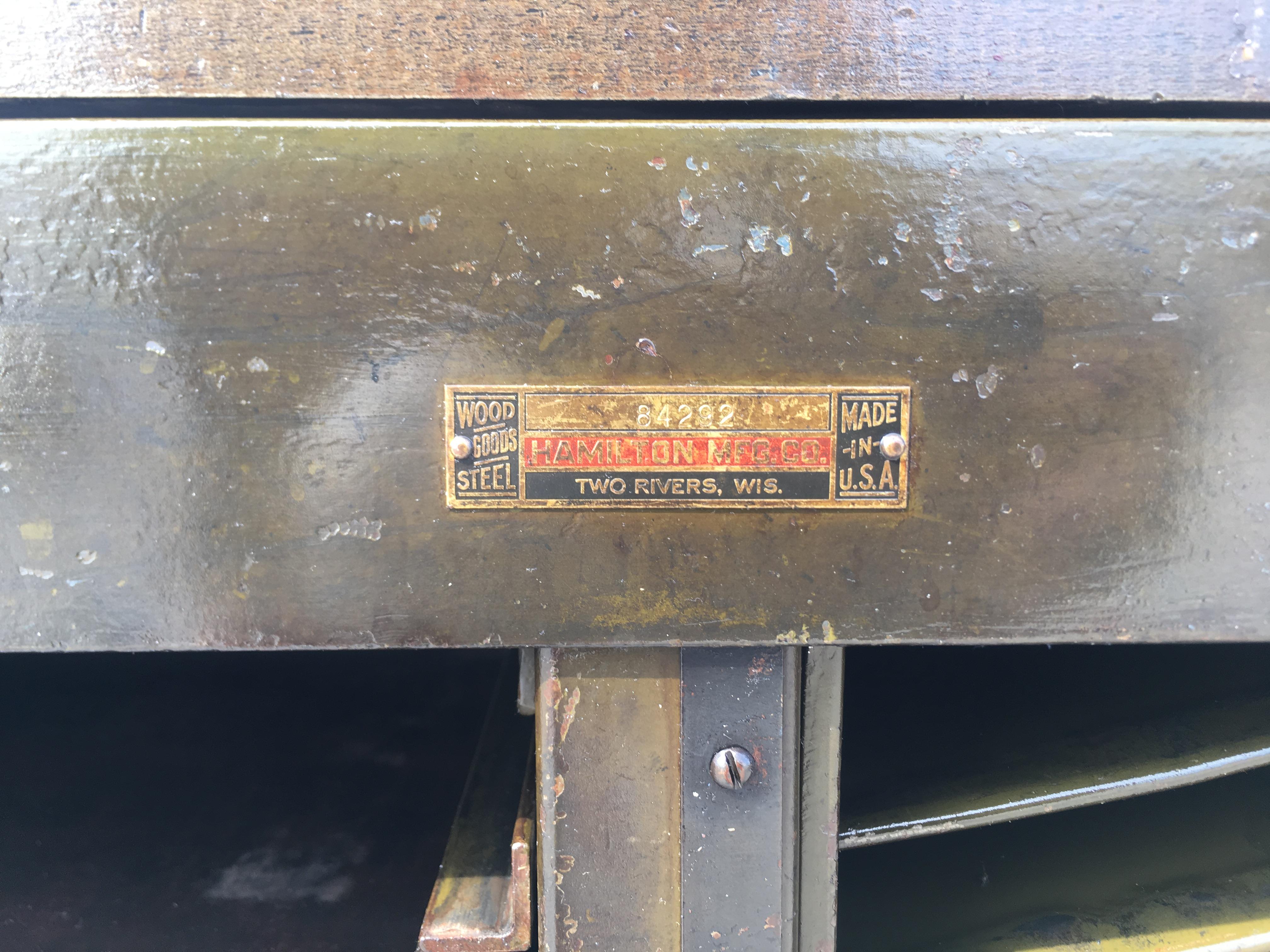 Hamilton Cabinet Vintage Industrial Steel Printmaker's Workbench  For Sale 8